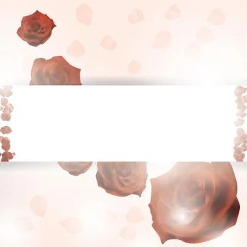 Red petals on a white background. abstract frame with place for text Stock Illustration