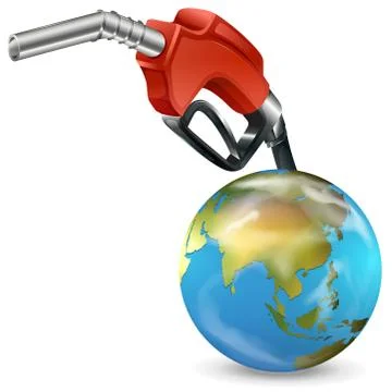 A red petrol pump and a globe Stock Illustration