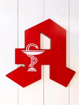 Red pharmacy A in Germany Stock Photos