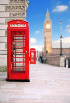 Red phone box Stock Photos