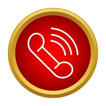 Red phone handset calling communication signal icon Illustrazione stock