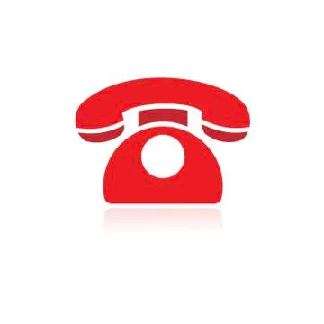 Red phone icon with reflection on a white background Stock Illustration