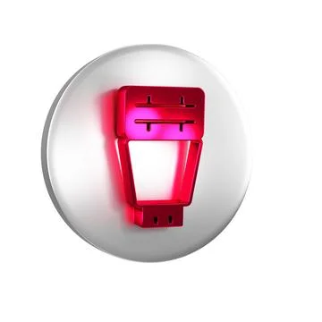 Red Photo camera flash icon isolated on transparent background. Silver circ.. 스톡 일러스트