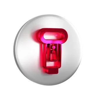 Red Photo camera flash icon isolated on transparent background. Silver circ.. 스톡 일러스트