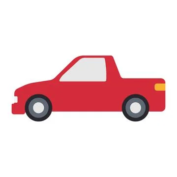 Red pickup side view icon on white background Stock Illustration
