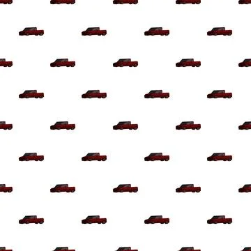 Red pickup trucks seamless pattern on white background Stock Illustration