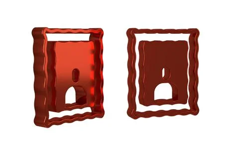 Red Picture frame on table icon isolated on transparent background. Valenti.. Illustrazione stock