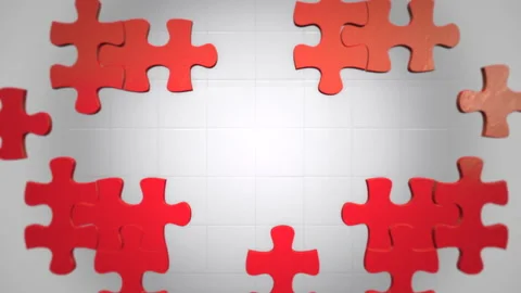 Red pieces of puzzle pattern Video stock 166893254