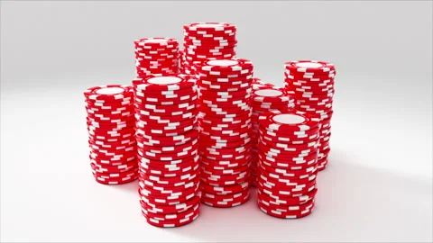 Red pile of casino chips Loopable background Stock Footage 232128908