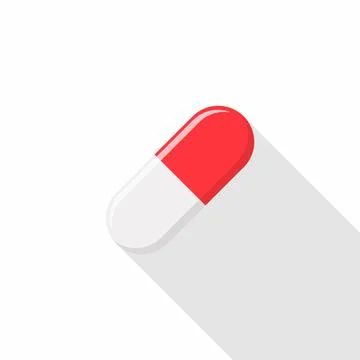 Red Pill Capsule, Medicine, vector mark symbols green style. Isolated icon. Stock Illustration