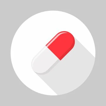 Red Pill Capsule, Medicine, vector mark symbols green style. Isolated icon. Stock Illustration