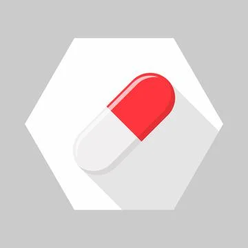 Red Pill Capsule, Medicine, vector mark symbols green style. Isolated icon. Stock Illustration