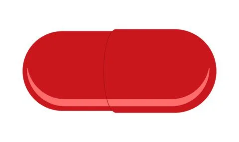 Red pill capsule vector illustration on a white background. Stock Illustration