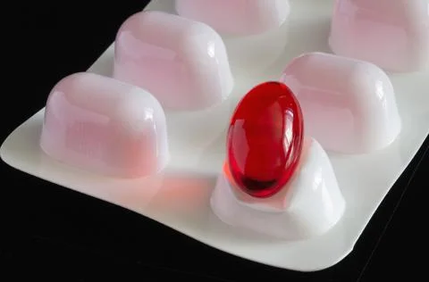 Red pill close up 스톡 사진