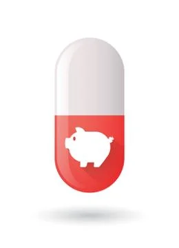 Red pill icon with a pig Stock Illustration