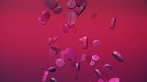 Red Pills Falling Loop Stock Footage 303319985