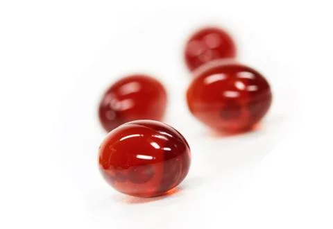 Red pills isolated Stock Photos