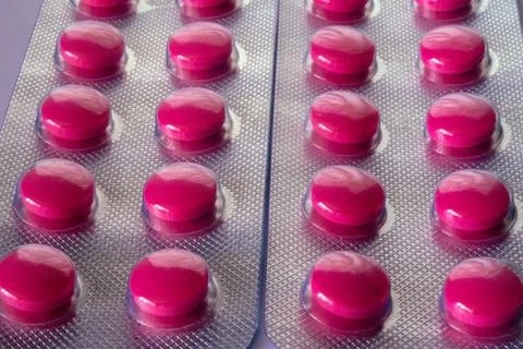 Red pills in a pack 스톡 사진