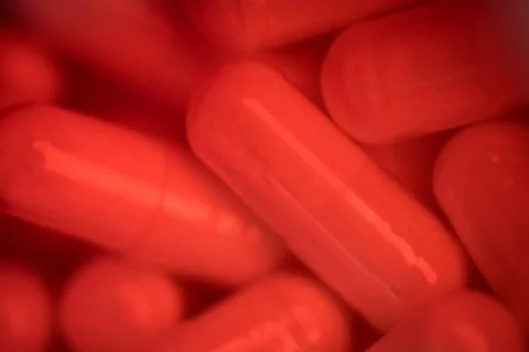 Red pills Stock Photos