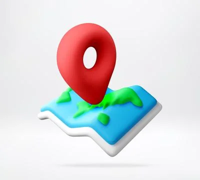 Red pin on 3D map icon. イラスト素材