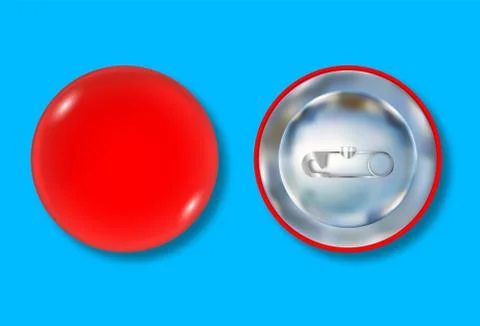 Red pin button front and back side. Stock Illustration