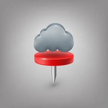 Red pin icon weather. Cloud Stock Illustration