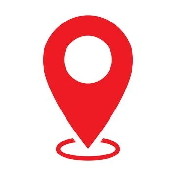 Red pin marker with base ring shadow. GPS map marker symbol Stock Illustration
