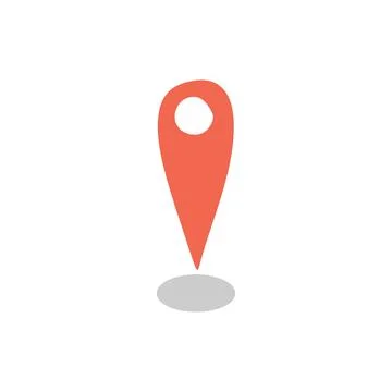 Red Pin point icon. Flat sign Map location pointer symbol isolated on white b Stock Illustration