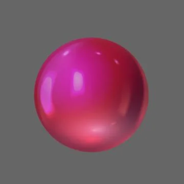 Red pink 3D sphere with glossy surface, glare, reflection, isolated gray Stockillustratie