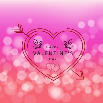 Red-pink bokeh background with congratulation Valentine's Day - Vector Stock Illustration