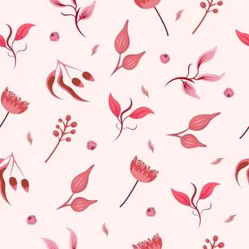 Red pink flower seamless pattern wallpaper Stock Illustration