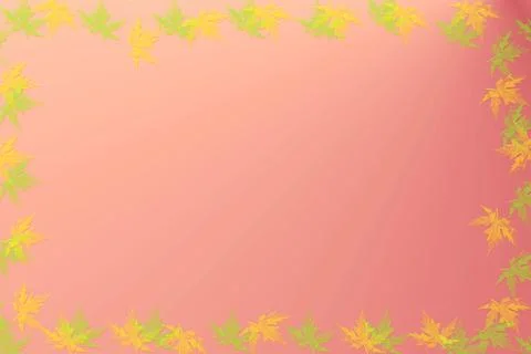 Red pink gradient frame with maple leaves by side 库存插图