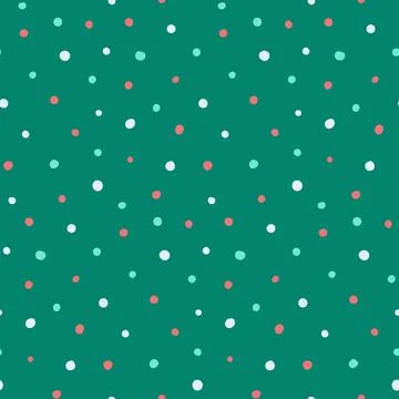 Red pink green white round shapes seamless Christmas pattern Illustrazione stock