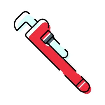 Red pipe wrench tool for plumbing repairs concept Stock Illustration