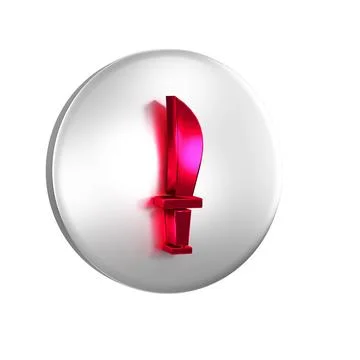 Red Pirate sword icon isolated on transparent background. Sabre sign. Silve.. Stock Illustration