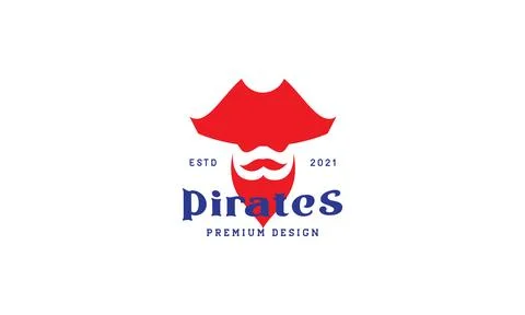 Red pirates with beard vintage logo symbol vector icon illustration graphic.. Stock Illustration
