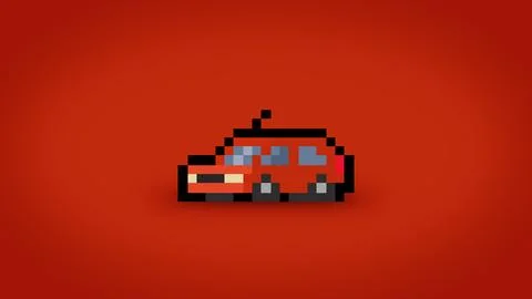 Red pixel car background - high res 4k 8 bit wallpaper Stock Illustration
