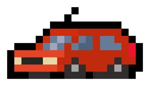 Red pixel car - isolated 8 bit vector Stock Illustration