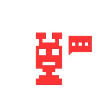Red pixel chatbot icon Stock Illustration