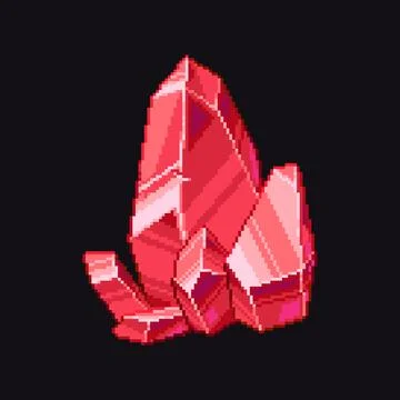 Red pixel crystal gemstone retro game asset Stockillustratie