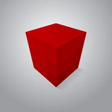 Red pixel cube Stock Illustration