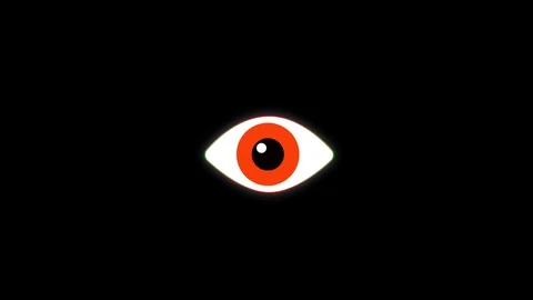 Red pixel eye symbol on glitch lcd led screen display background animation Video stock 114637254