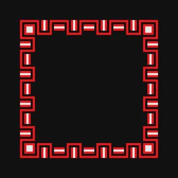 Red Pixel Frame Ornament on Black Stock Illustration