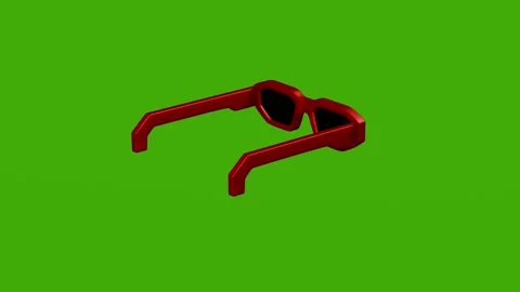 Red pixel glasses rotate on a green screen Stock Footage 280308610