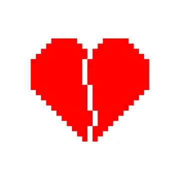Red pixel heart broken vector 8-bit Stock Illustration