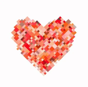 Red pixel heart on white background Illustrazione stock