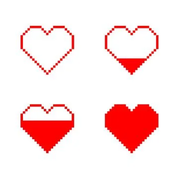 Red pixel hearts on white background Illustrazione stock