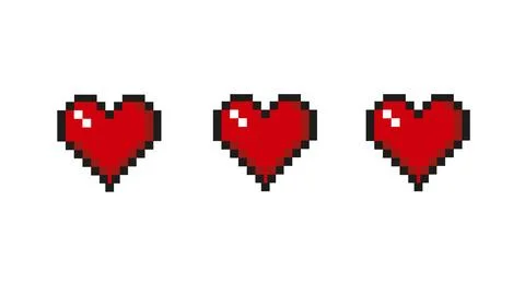 Red pixel hearts on white background Stock Illustration