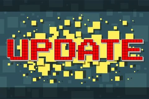 Red pixel update button for video games Illustrazione stock