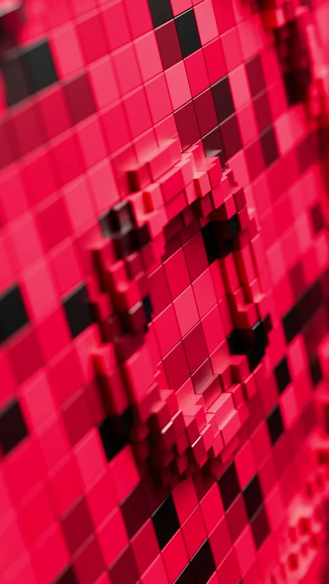 Red Pixelated Circular Energy Vertical Looping 3D Background. 3D rendering Vidéo 333669853